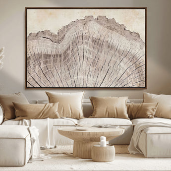 67528-MGV-FC-36X24_Walnut-Wood Ring Wall Art Canvas Print, Framed Tree Ring Art Picture Print, Rustic Tree Ring Perfect Neutral Boho Decor Artwork