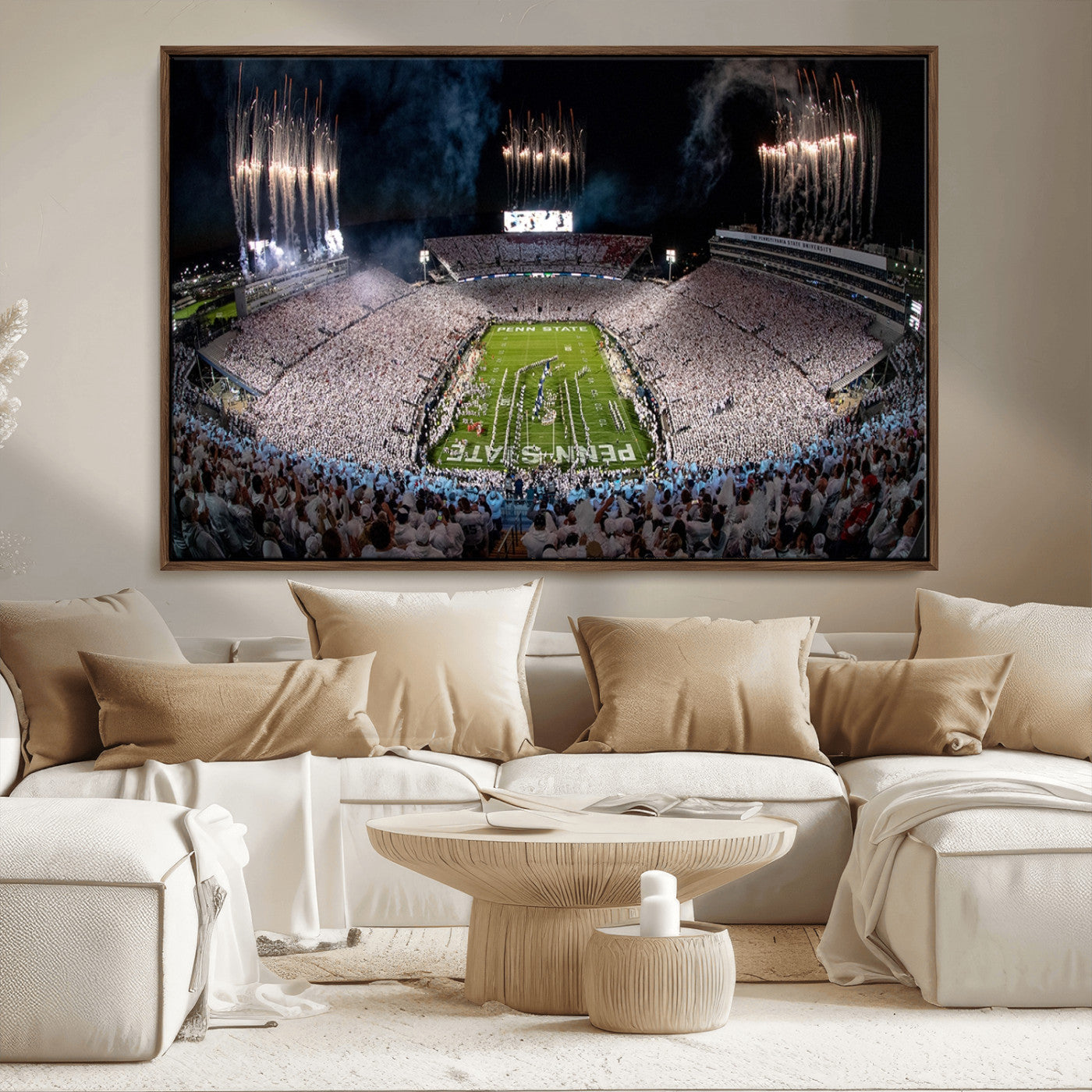 11391-MGV-CV-36X24-Penn State Stadium Wall Art – Panoramic White Out Football Game Canvas Print, College Sports Decor for Office, Man Cave, or Living