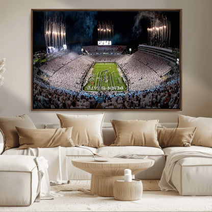 11391-MGV-CV-36X24-Penn State Stadium Wall Art – Panoramic White Out Football Game Canvas Print, College Sports Decor for Office, Man Cave, or Living