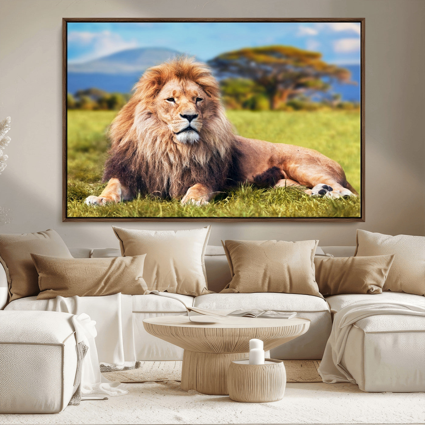 67826-MGV-CV-36X24-Majestic Lion Wall Art – King of the Jungle Canvas Print, Safari Wildlife Decor for Living Room, Office, or Man Cave