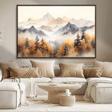 70049-MGV-CV-36X24-Autumn Mountain Forest Wall Art – Misty Landscape Canvas Print, Rustic Nature Inspired Decor for Living Room, Bedroom or Office