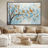59455-MGV-CV-36X24-Butterfly Tree Branch Wall Art – Blue and Yellow Abstract Canvas Print, Modern Nature Artwork for Living Room, Bedroom or Office
