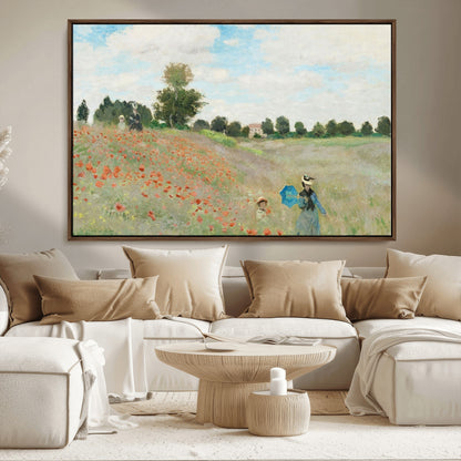 74890-MGV-CV-36X24-Monet Poppy Field Wall Art – Impressionist Landscape Canvas Print, Classic French Artwork for Living Room, Bedroom or Office Decor
