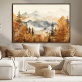72950-MGV-FC-36X24_Walnut-Autumn Mountain Forest Wall Art – Golden Fall Landscape Canvas Print, Nature-Inspired Home Decor for Living Room, Bedroom or