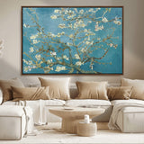 65607-MGV-CV-36X24-Almond Blossom Wall Art – Van Gogh Blue Floral Canvas Print, Elegant Impressionist Painting Decor for Living Room, Bedroom or
