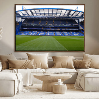 59508-MGV-FC-36X24_Walnut-Chelsea Stadium Wall Art – Stamford Bridge Football Arena Canvas Print, Iconic Soccer Artwork for Living Room, Office, Game Room