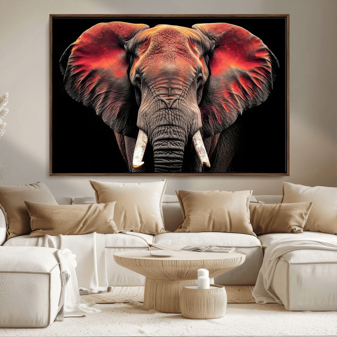 54719-MGV-FC-36X24_Walnut-Elephant Wall Art – Majestic African Elephant Canvas Print, Wildlife Safari Animal Decor for Living Room, Bedroom, Office or Man