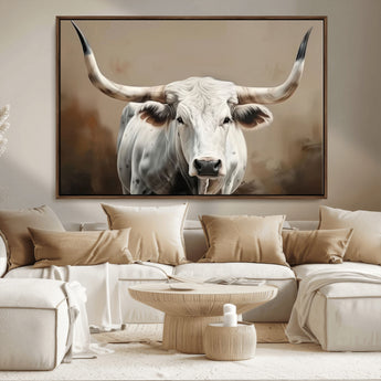 61423-MGV-CV-36X24-Longhorn Bull Wall Art – Rustic Western Texas Steer Canvas Print, Cowboy Farmhouse Decor for Living Room, Bedroom, Office or Ranch