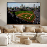 34859-MGV-CV-36X24-Wrigley Field Wall Art Canvas Print, Framed Chicago Cubs Stadium Art Picture Print, Wrigley Stadium Field Perfect Sport Room Decor