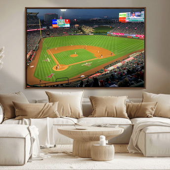 93707-MGV-CV-36X24-Los Angeles Stadium Wall Art Canvas Print, Framed Angel Stadium Field Art Picture Print, Anaheim Stadium Perfect Sports Room Decor
