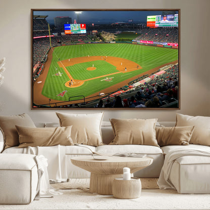 93707-MGV-CV-36X24-Los Angeles Stadium Wall Art Canvas Print, Framed Angel Stadium Field Art Picture Print, Anaheim Stadium Perfect Sports Room Decor