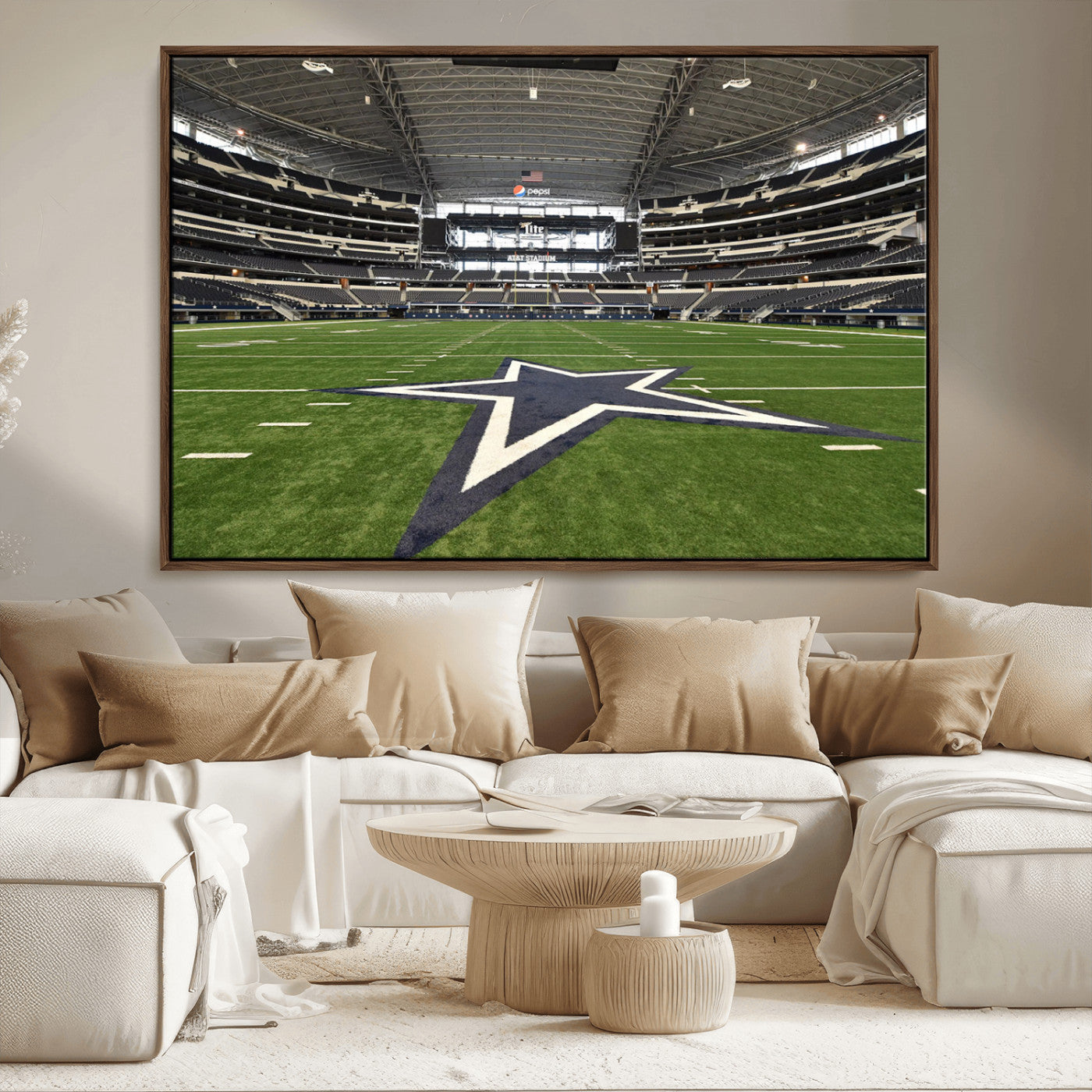 14834-MGV-CV-36X24-Dallas Att Stadium Wall Art Canvas Print, Framed Texas NFL Stadium Art Picture Print, American Football Stadium Perfect Sports