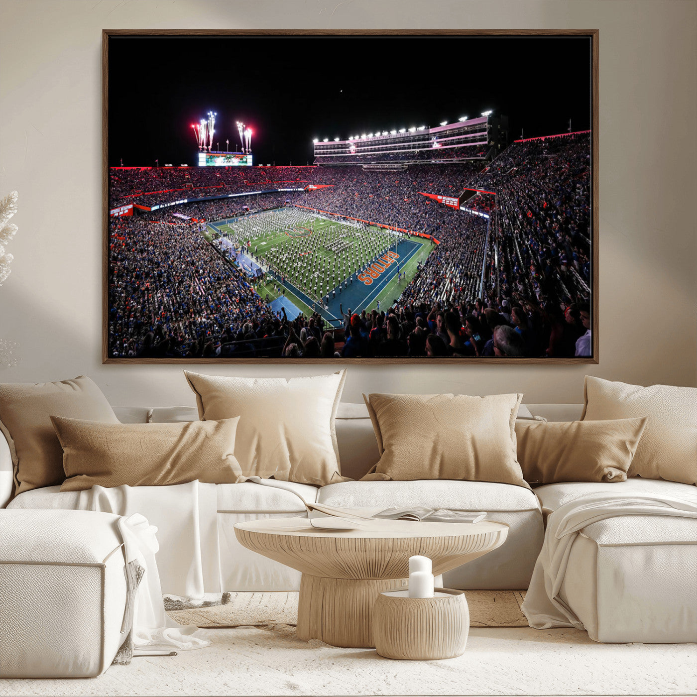 46899-MGV-CV-36X24-Ben Hill Griffin Stadium Wall Art Canvas Print, Framed Football Stadium Art Picture Print, Florida Football Stadium Perfect Sport