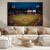 38612-MGV-CV-36X24-Busch Stadium Wall Art Canvas Print, Framed Missouri Stadium Art Picture Print, Busch Stadium Field Perfect Sports Room Decor
