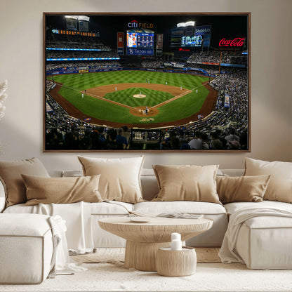 25148-MGV-CV-36X24-Baseball Stadium Wall Art – Canvas Print Night Game Packed Crowd Bright Lights Sports Photography, Dynamic Decor for Game Room,