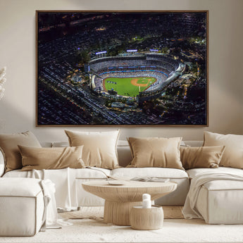 16515-MGV-CV-36X24-Dodgers Stadium Wall Art Canvas Print, Framed Baseball Stadium Art Picture Print, Dodgers Field Perfect Sport Room Decor Artwork