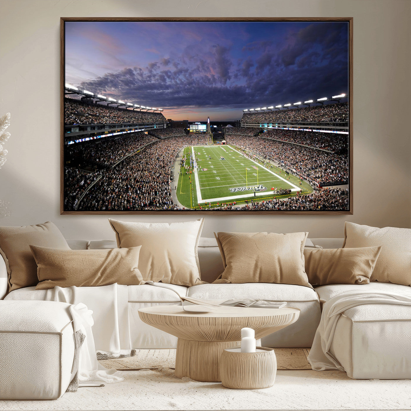 52712-MGV-CV-36X24-Gillette Stadium Field Wall Art Canvas Print, Framed Massachusetts Stadium Art Picture Print, Gillette Stadium Perfect Sport Room