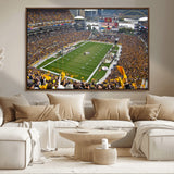51419-MGV-FC-36X24_Walnut-Heinz Field Wall Art Canvas Print, Framed Pittsburgh Stadium Field Art Picture Print, Heinz Stadium Field Perfect Sports Room