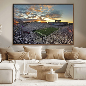 38807-MGV-FC-36X24_Walnut-Beaver Stadium Wall Art Canvas Print, Framed Beaver Stadium Field Art Picture Print, Football Stadium Perfect Sport Room Decor