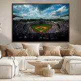 37127-MGV-CV-36X24-Kauffman Stadium Wall Art Canvas Print, Framed Kansas City Royals Field Art Picture Print, Baseball Stadium Perfect Sport Room