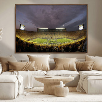 72404-MGV-CV-36X24-Michigan Wolverine Stadium Wall Art Canvas Print, Framed Michigan Stadium Art Picture Print, Football Stadium Perfect Sport Room