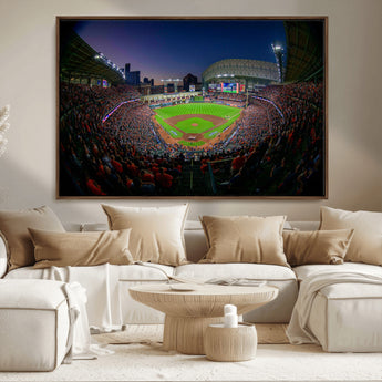 44322-MGV-CV-36X24-Minute Maid Park Wall Art Canvas Print, Framed Houston Astros Stadium Art Picture Print, Houston Astros Field Perfect Sports Room
