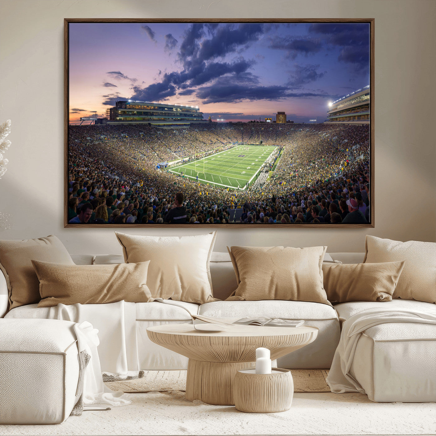 50825-MGV-CV-36X24-Notre Dame Stadium Wall Art Canvas Print, Framed Indiana Stadium Art Picture Print, Football Stadium Perfect Sports Room Decor