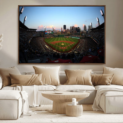67670-MGV-CV-36X24-PNC Park Stadium Wall Art Canvas Print, Framed Pittsburgh Pirates Stadium Art Picture Print, PNC Park Field Perfect Sport Room