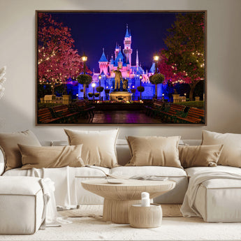 79435-MGV-CV-36X24-Disney Castle Wall Art Canvas Print, Framed Magic Kingdom Art Picture Print, Disney World Perfect Child Room Decor Artwork