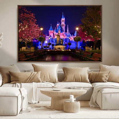 79435-MGV-CV-36X24-Disney Castle Wall Art Canvas Print, Framed Magic Kingdom Art Picture Print, Disney World Perfect Child Room Decor Artwork
