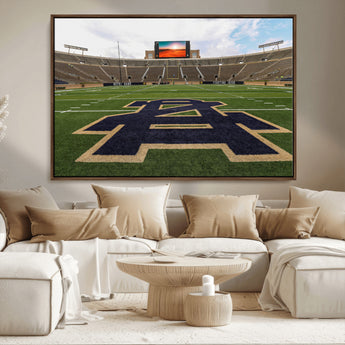 52835-MGV-FC-36X24_Walnut-Notre Dame Stadium Wall Art Canvas Print, Framed Indiana Stadium Art Picture Print, Notre Dame Field Perfect Sport Room Decor