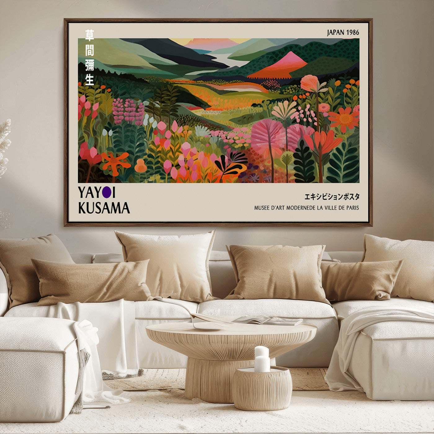 75719-MGV-CV-36X24-Botanical Mountain Valley Wall Art – Panoramic Nature Canvas Print, Vibrant Floral Field Artwork for Living Room, Bedroom, Office,