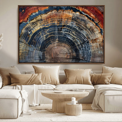 63519-MGV-CV-36X24-Tree Ring Wall Art – Rustic Nature Wood Grain Canvas Print, Abstract Natural Texture Artwork Poster for Living Room, Bedroom,