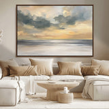 45544-MGV-CV-36X24-Ocean Sunset Wall Art – Serene Seascape Canvas Print with Golden Sky and Calm Water, Coastal Beach Artwork for Living Room,
