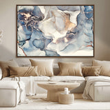 51497-MGV-FC-36X24_Walnut-Abstract Blue and Gold Wall Art – Modern Fluid Ink Style Canvas Print, Elegant Contemporary Decor for Living Room, Office