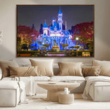 66710-MGV-CV-36X24-Enchanted Castle Wall Art – Magical Night Scene Canvas Print with Glowing Lights, Fantasy Architecture Artwork for Living Room,