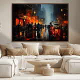 32816-MGV-CV-36X24-City Jazz Night Wall Art – Modern Abstract Urban Street Scene Canvas Print, Moody Music-Themed Decor for Living Room, Office, or