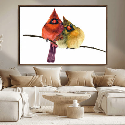 67752-MGV-CV-36X24-Cardinal Couple Wall Art – Male and Female Cardinal Canvas Print, Romantic Bird Artwork for Nature Lovers, Living Room, Bedroom,