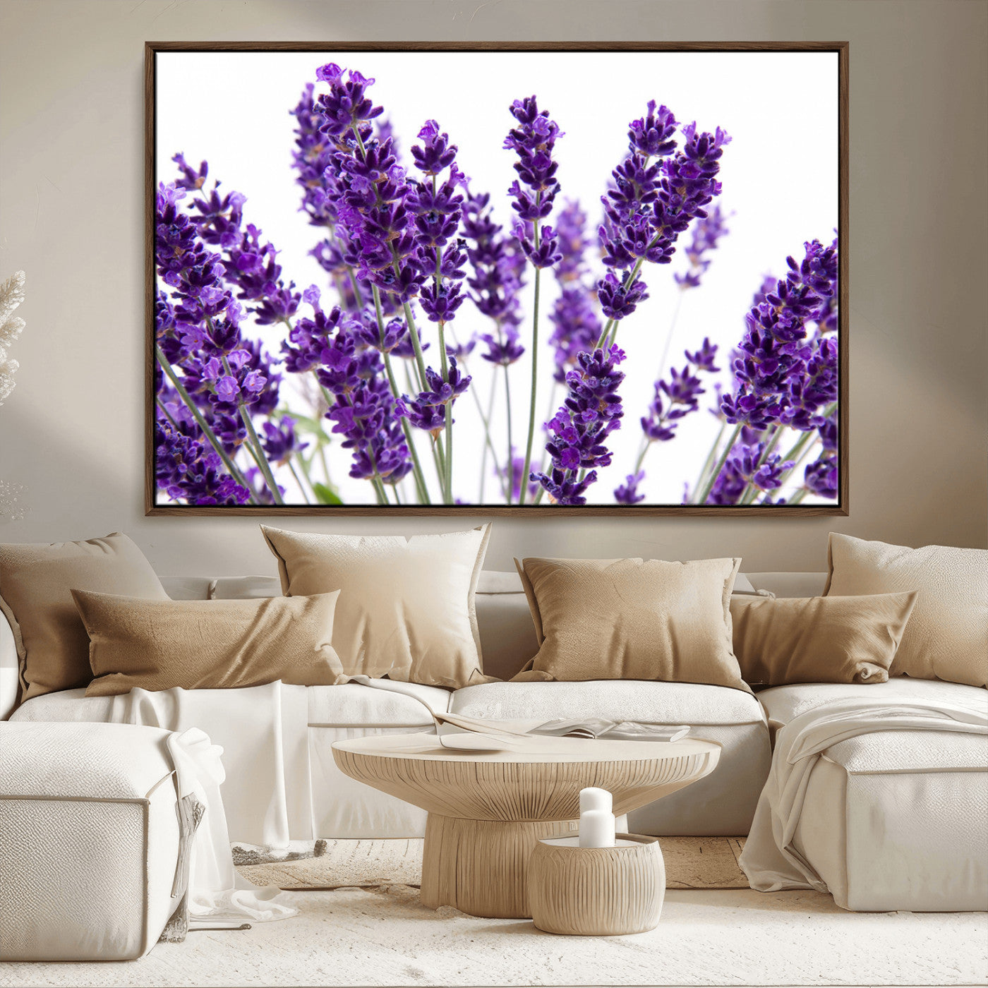 84456-MGV-FC-36X24_Walnut-Lavender Wall Art – Botanical Canvas Print Featuring Purple Floral Stems, Fresh Nature Inspired Artwork for Living Room, Bedroom,