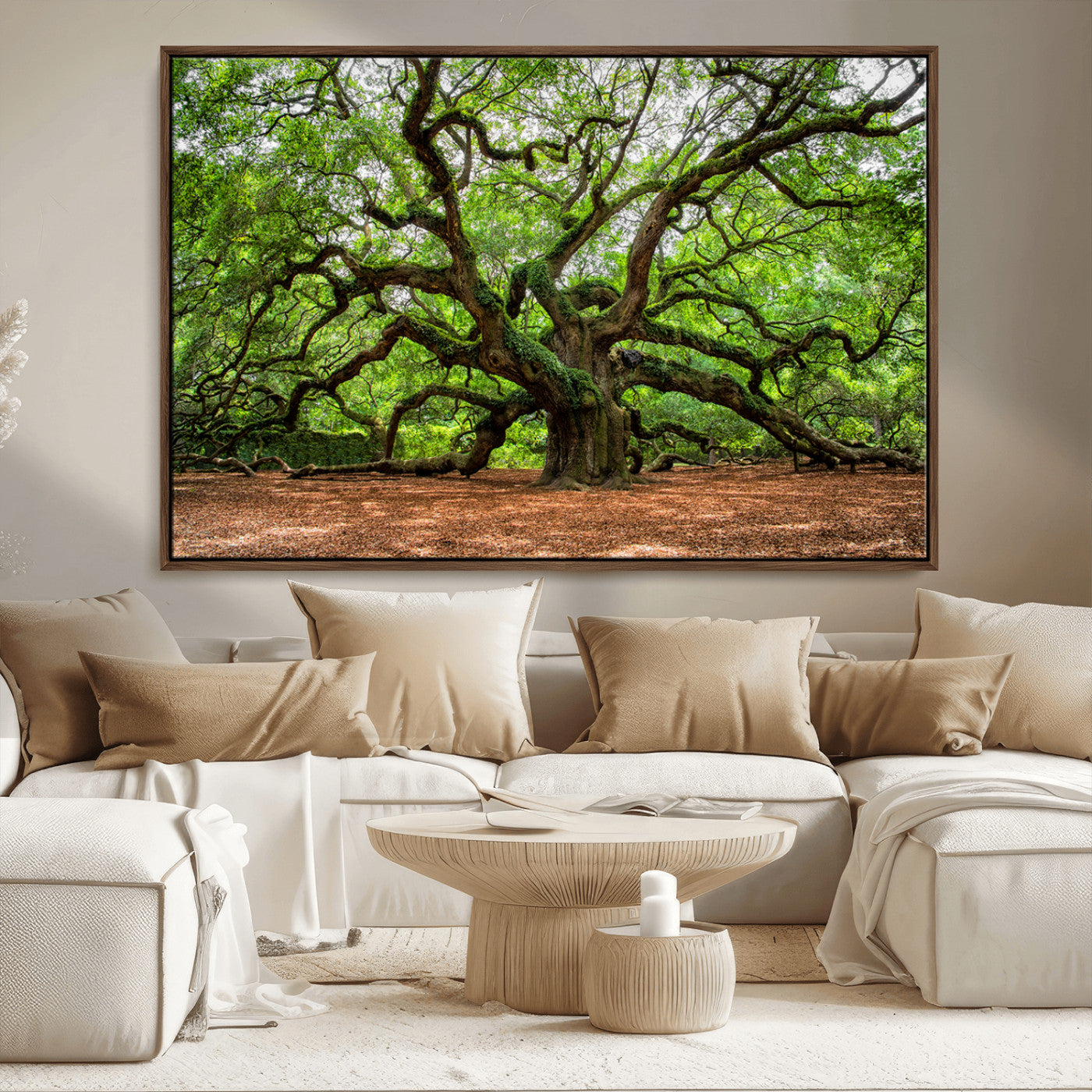 51255351-MGV-FC-36X24_Walnut-Ancient Tree Wall Art – Majestic Oak Canvas Print, Large Nature Photography, Sacred Forest Landscape Wall Décor, Wisdom Tree