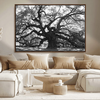 81655611-MGV-CV-36X24-Ancient Oak Wall Art Canvas Print, Framed Twisted Branches Art Picture Print, Gnarled Tree Perfect Moody Nature Decor Artwork