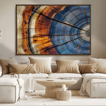 96890915-MGV-FC-36X24_Walnut-Abstract Tree Ring Wall Art – Rustic Nature Canvas Print with Wood Grain Texture, Modern Earth Tone Artwork for Office, Living