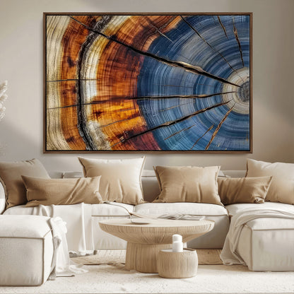 96890915-MGV-FC-36X24_Walnut-Abstract Tree Ring Wall Art – Rustic Nature Canvas Print with Wood Grain Texture, Modern Earth Tone Artwork for Office, Living