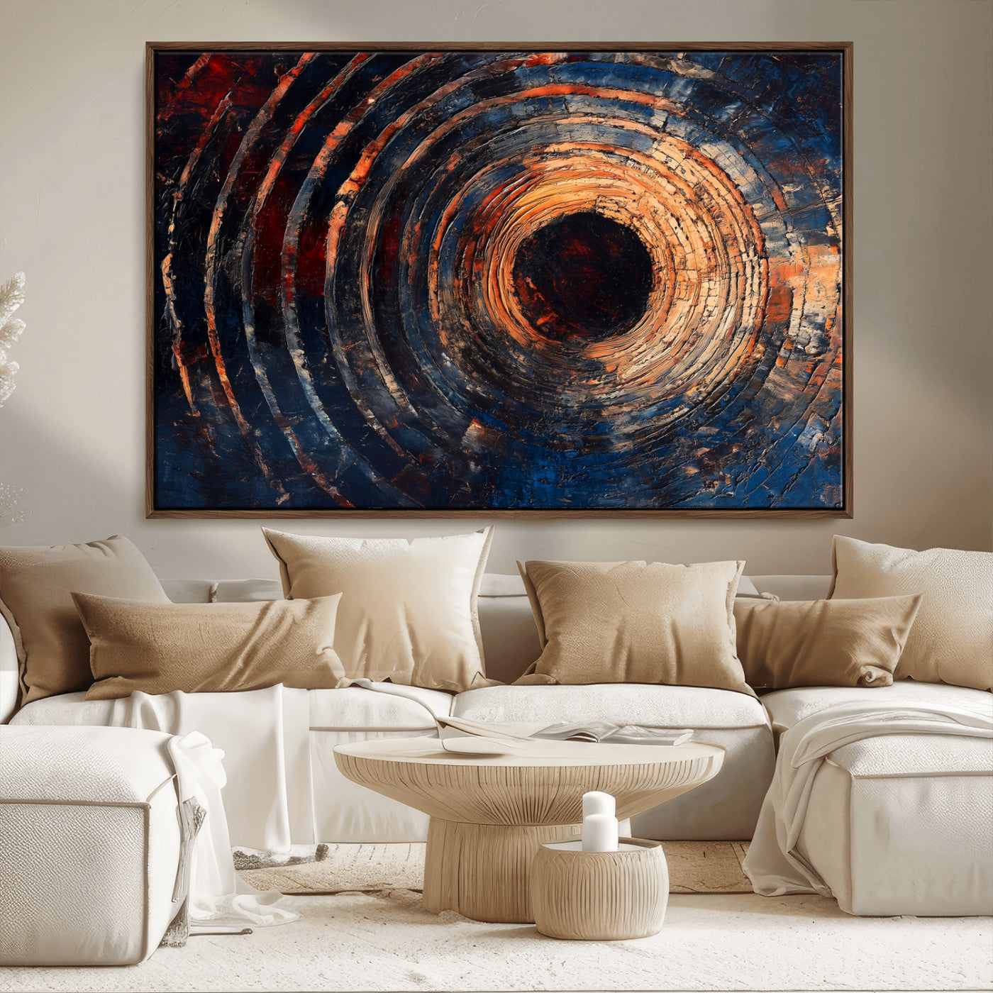 10017879-MGV-CV-36X24-Wood Tree Ring Wall Art Canvas Print, Framed Natural Wood Art Picture Print, Rustic Tree Slice Perfect Rustic Decor Artwork