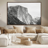 39393420-MGV-CV-36X24-El Capitan Wall Art Canvas Print, Framed Yosemite Cliff Art Picture Print, Monochrome Mountain Perfect Monochrome Sierra Decor