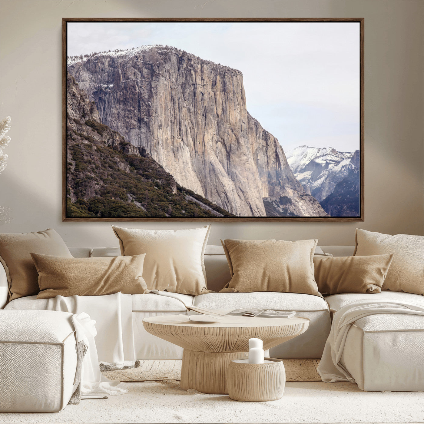 74506434-MGV-CV-36X24-El Capitan Wall Art Canvas Print, Framed Yosemite Cliff Art Picture Print, Sierra Nevada Perfect Sierra Minimalism Decor Artwork