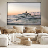 58502923-MGV-CV-36X24-Wave Rider Wall Art Canvas Print, Framed Ocean Wave Art Picture Print, Riding Surf Perfect Sunset Surf Decor Artwork