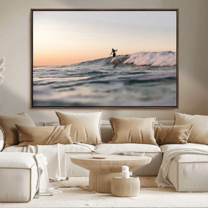 58502923-MGV-CV-36X24-Wave Rider Wall Art Canvas Print, Framed Ocean Wave Art Picture Print, Riding Surf Perfect Sunset Surf Decor Artwork