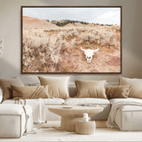 97234735-MGV-CV-36X24-Rustic Bones Wall Art Canvas Print, Framed Desert Sage Art Picture Print, Prairie Skull Perfect Minimal Rustic Decor Artwork