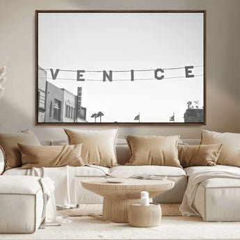 68254589-MGV-CV-36X24-Venice Sign Wall Art Canvas Print, Framed Venice Letters Art Picture Print, Los Angeles Perfect Minimalist Urban Decor Artwork
